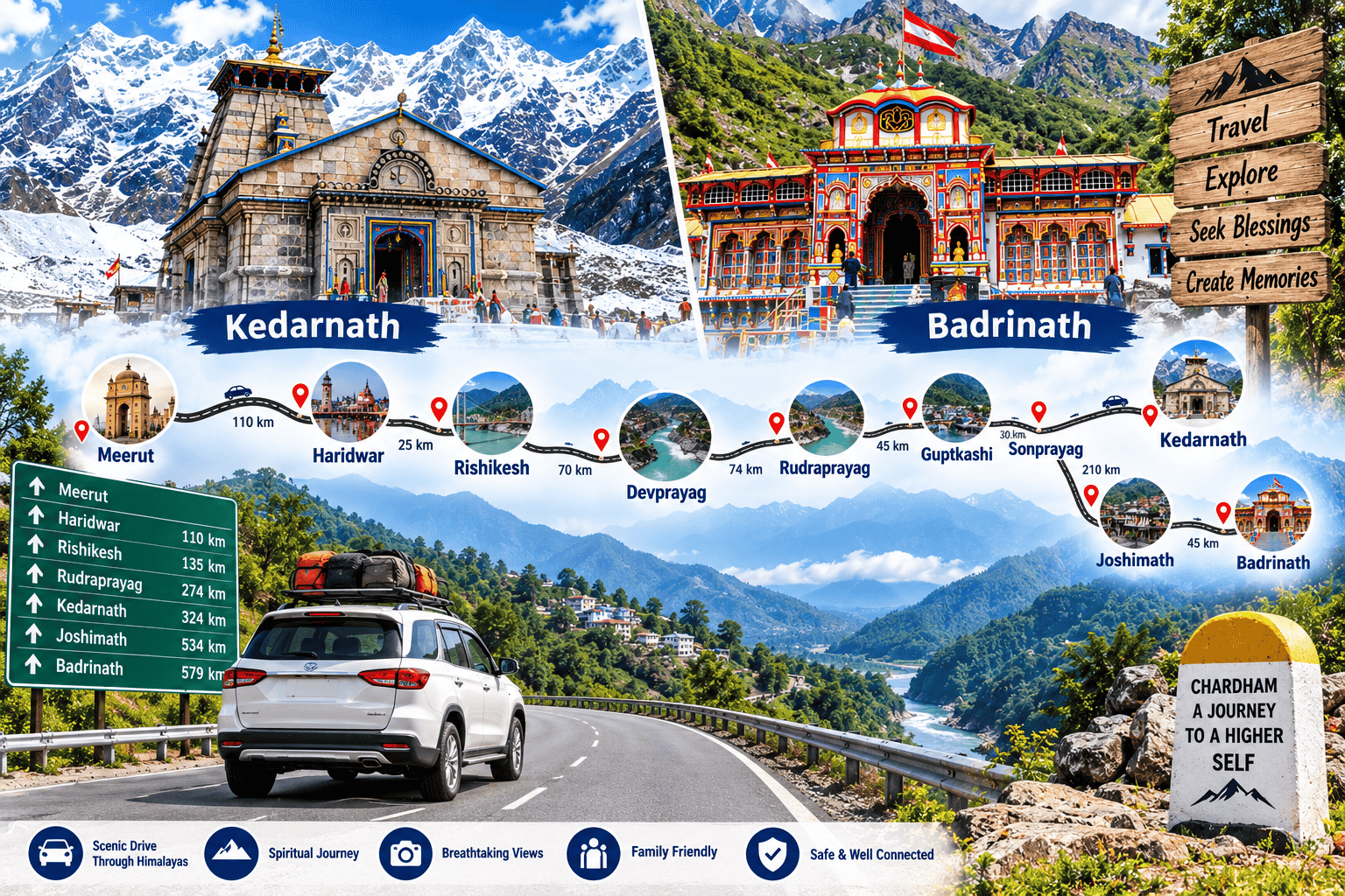Meerut to Kedarnath Badrinath Road Trip Route Planner | Ultimate Yatra Guide